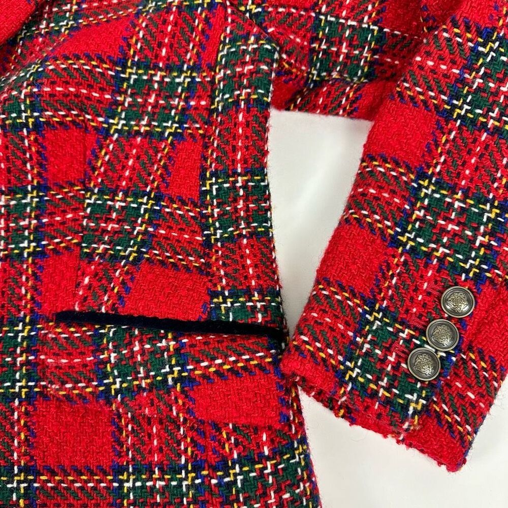 Talbots Holiday Plaid Blazer size 6P Red - Picture 8 of 11